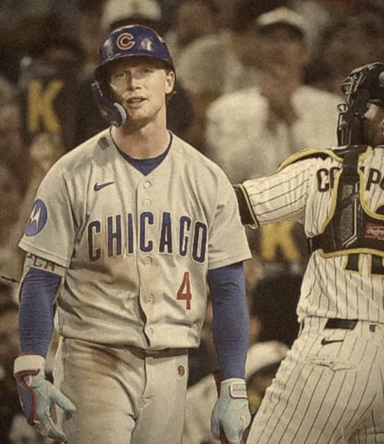 Pete Crow-Armstrong walks off as the Padres catcher celebrates